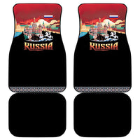 Russia Flag Red and Black Pullover Car Mats with Moscow Skyline Bear and Horse Design