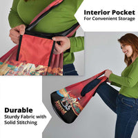 Russia Flag Red and Black Pullover Grocery Bag with Moscow Skyline Bear and Horse Design