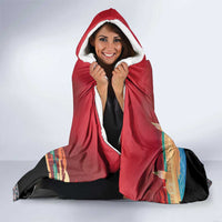 Russia Flag Red and Black Pullover Hooded Blanket with Moscow Skyline Bear and Horse Design