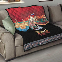 Russia Flag Red and Black Pullover Quilt with Moscow Skyline Bear and Horse Design