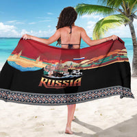 Russia Flag Red and Black Pullover Sarong with Moscow Skyline Bear and Horse Design