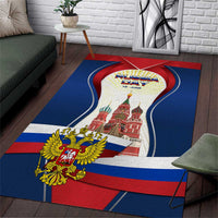 Russia Day Area Rug with Kremlin Illustration, National Emblem, and Flag Stripes