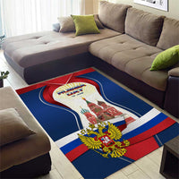 Russia Day Area Rug with Kremlin Illustration, National Emblem, and Flag Stripes