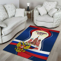 Russia Day Area Rug with Kremlin Illustration, National Emblem, and Flag Stripes
