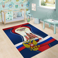 Russia Day Area Rug with Kremlin Illustration, National Emblem, and Flag Stripes