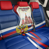 Russia Day Back Car Seat Cover with Kremlin Illustration, National Emblem, and Flag Stripes