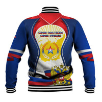 Russia Day Baseball Jacket with Kremlin Illustration, National Emblem, and Flag Stripes