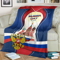 Russia Day Blanket with Kremlin Illustration, National Emblem, and Flag Stripes
