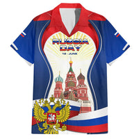 Russia Day Hawaiian Shirt with Kremlin Illustration, National Emblem, and Flag Stripes