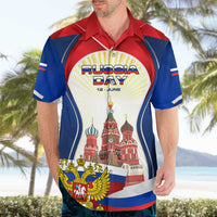 Russia Day Hawaiian Shirt with Kremlin Illustration, National Emblem, and Flag Stripes