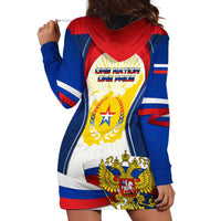 Russia Day Hoodie Dress with Kremlin Illustration, National Emblem, and Flag Stripes