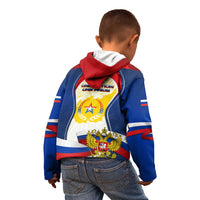Russia Day Kid Hoodie with Kremlin Illustration, National Emblem, and Flag Stripes
