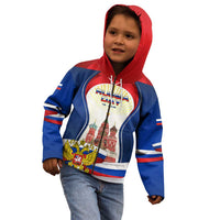 Russia Day Kid Hoodie with Kremlin Illustration, National Emblem, and Flag Stripes
