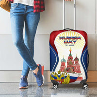 Russia Day Luggage Cover with Kremlin Illustration, National Emblem, and Flag Stripes