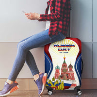 Russia Day Luggage Cover with Kremlin Illustration, National Emblem, and Flag Stripes