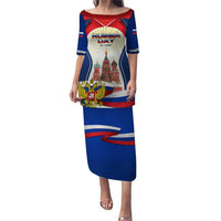 Russia Day Puletasi with Kremlin Illustration, National Emblem, and Flag Stripes