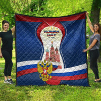 Russia Day Quilt with Kremlin Illustration, National Emblem, and Flag Stripes