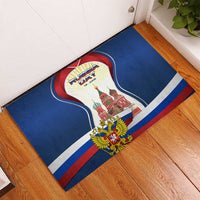 Russia Day Rubber Doormat with Kremlin Illustration, National Emblem, and Flag Stripes