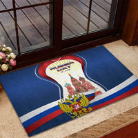 Russia Day Rubber Doormat with Kremlin Illustration, National Emblem, and Flag Stripes