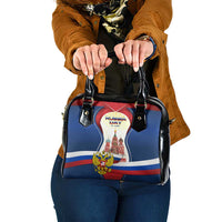 Russia Day Shoulder Handbag with Kremlin Illustration, National Emblem, and Flag Stripes
