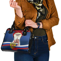Russia Day Shoulder Handbag with Kremlin Illustration, National Emblem, and Flag Stripes
