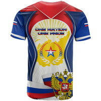 Russia Day T Shirt with Kremlin Illustration, National Emblem, and Flag Stripes