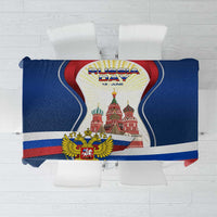 Russia Day Tablecloth with Kremlin Illustration, National Emblem, and Flag Stripes