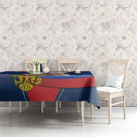 Russia Day Tablecloth with Kremlin Illustration, National Emblem, and Flag Stripes