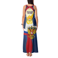 Russia Day Tank Maxi Dress with Kremlin Illustration, National Emblem, and Flag Stripes