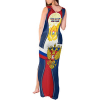 Russia Day Tank Maxi Dress with Kremlin Illustration, National Emblem, and Flag Stripes