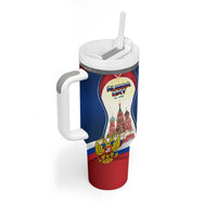 Russia Day Tumbler With Handle with Kremlin Illustration, National Emblem, and Flag Stripes