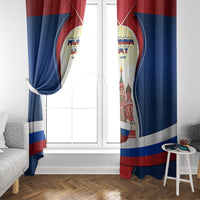 Russia Day Window Curtain with Kremlin Illustration, National Emblem, and Flag Stripes