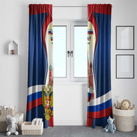 Russia Day Window Curtain with Kremlin Illustration, National Emblem, and Flag Stripes