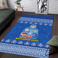 Russia Matryoshka Spirit Area Rug with Folk Pattern and Double-Headed Eagle Emblem