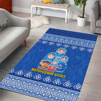 Russia Matryoshka Spirit Area Rug with Folk Pattern and Double-Headed Eagle Emblem