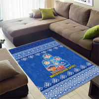 Russia Matryoshka Spirit Area Rug with Folk Pattern and Double-Headed Eagle Emblem