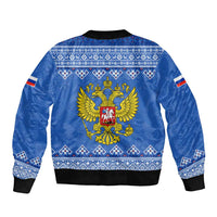 Russia Matryoshka Spirit Bomber Jacket with Folk Pattern and Double-Headed Eagle Emblem