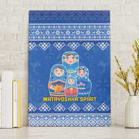 Russia Matryoshka Spirit Canvas Wall Art with Folk Pattern and Double-Headed Eagle Emblem