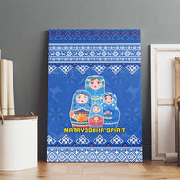 Russia Matryoshka Spirit Canvas Wall Art with Folk Pattern and Double-Headed Eagle Emblem