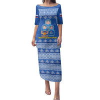 Russia Matryoshka Spirit Family Matching Puletasi and Hawaiian Shirt with Folk Pattern and Double-Headed Eagle Emblem