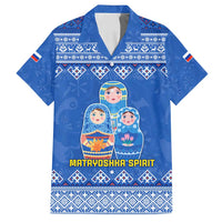 Russia Matryoshka Spirit Family Matching Summer Maxi Dress and Hawaiian Shirt with Folk Pattern and Double-Headed Eagle Emblem