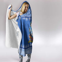 Russia Matryoshka Spirit Hooded Blanket with Folk Pattern and Double-Headed Eagle Emblem