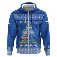 Russia Matryoshka Spirit Hoodie with Folk Pattern and Double-Headed Eagle Emblem