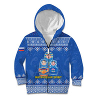 Russia Matryoshka Spirit Kid Hoodie with Folk Pattern and Double-Headed Eagle Emblem