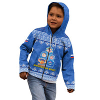 Russia Matryoshka Spirit Kid Hoodie with Folk Pattern and Double-Headed Eagle Emblem