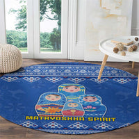 Russia Matryoshka Spirit Round Carpet with Folk Pattern and Double-Headed Eagle Emblem