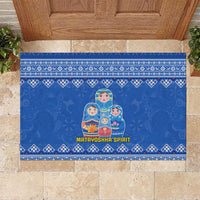 Russia Matryoshka Spirit Rubber Doormat with Folk Pattern and Double-Headed Eagle Emblem