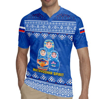 Russia Matryoshka Spirit Rugby Jersey with Folk Pattern and Double-Headed Eagle Emblem