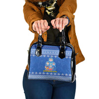 Russia Matryoshka Spirit Shoulder Handbag with Folk Pattern and Double-Headed Eagle Emblem