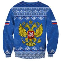 Russia Matryoshka Spirit Sweatshirt with Folk Pattern and Double-Headed Eagle Emblem